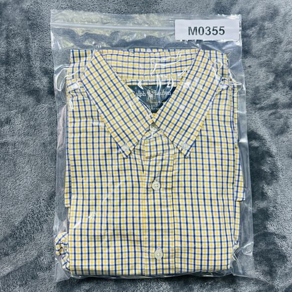 Polo Ralph Lauren Shirt Mens Large Yellow Plaid Blake Casual Button‎ Up Preppy - Picture 9 of 9